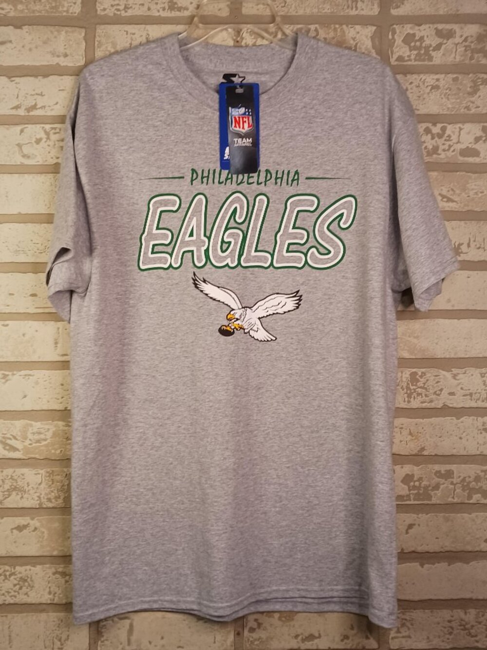 Starter Philadelphia Eagles Mens Large T Shirt Gray Short Sleeve NFL Football